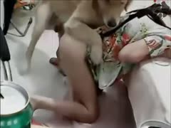 This horny whore or sultry wife lets her pet bang her.